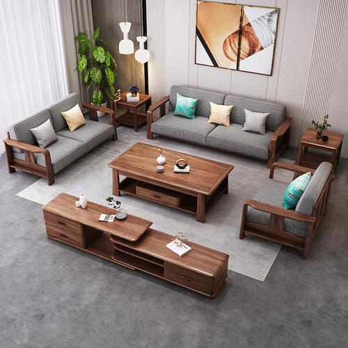 乌金木沙发新中式实木冬夏两用组合现代简约客厅家具储物木质沙发